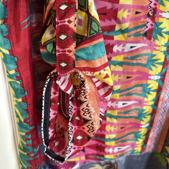 Johnny Was Silk Tunic Womens Large Boho Floral Aztec Print Top Shirt Large - Picture 4 of 7